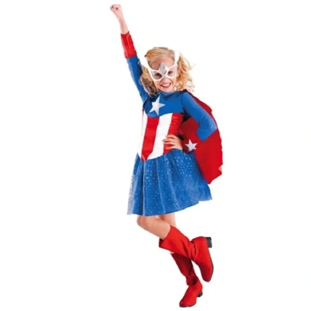 Marvel American Dream captain america Kids Costume - Red Blue White NEW L 10-12